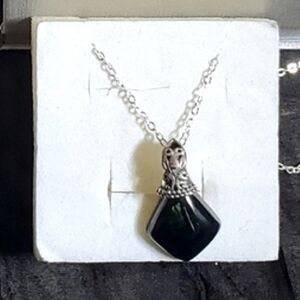 California Black Jadeite Jade Pendant in Platinum over sterling silver 13.50ctw